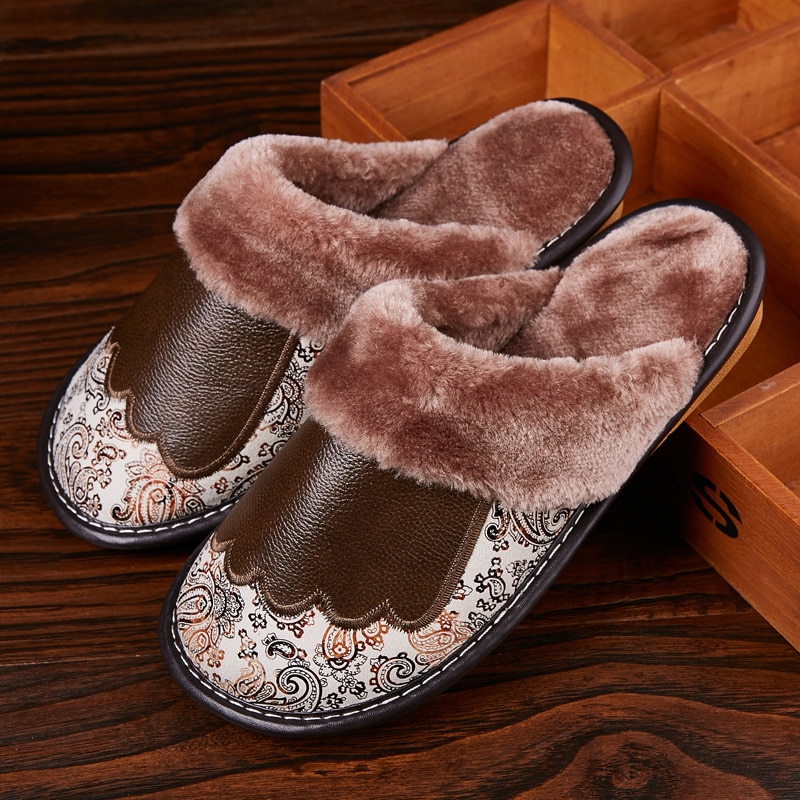 Men's Luxury Fur and Leather Slippers - Image 3